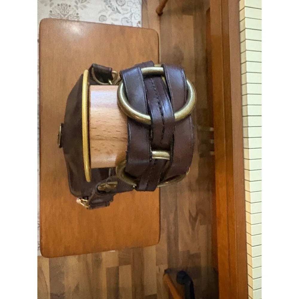 Coach Bleeker Tattersall Leather Flap Crossbody Brown Whipstitch Turnlock 11446 - Picture 4 of 12